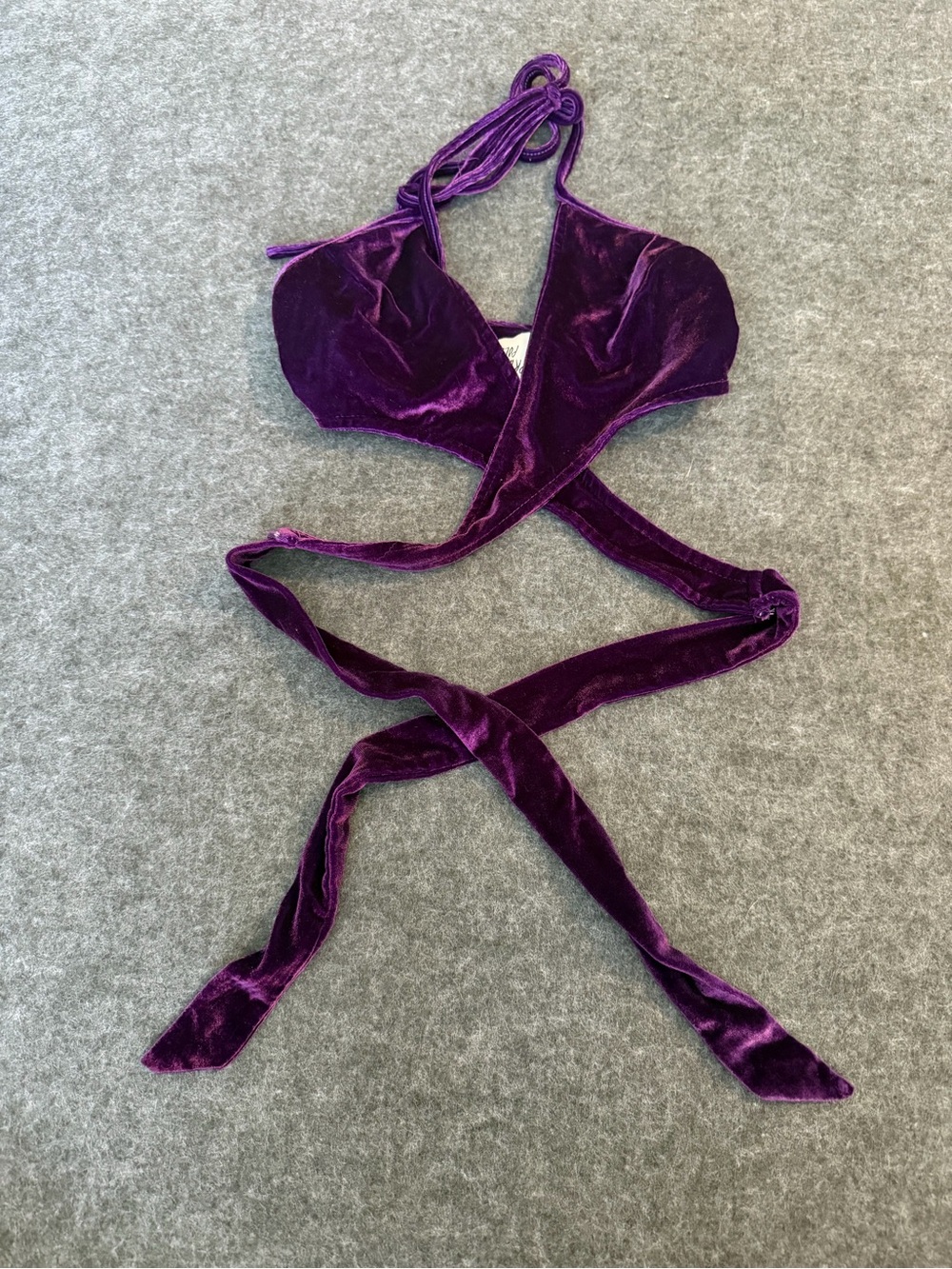 Princess Polly Velvet Wrap Crop Top - Deep Purple